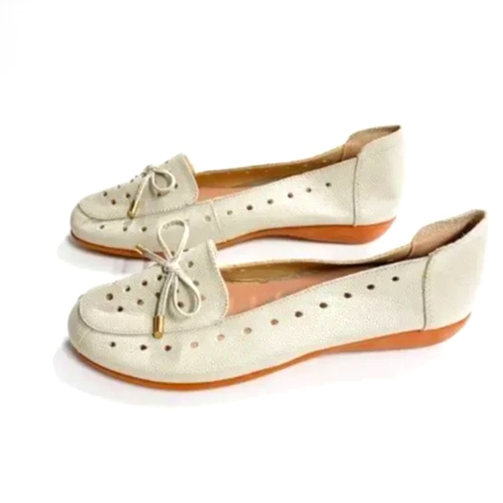 Women Soft Leather Bowknot Breathable Ballet Flats Walking Shoes for Office shoe